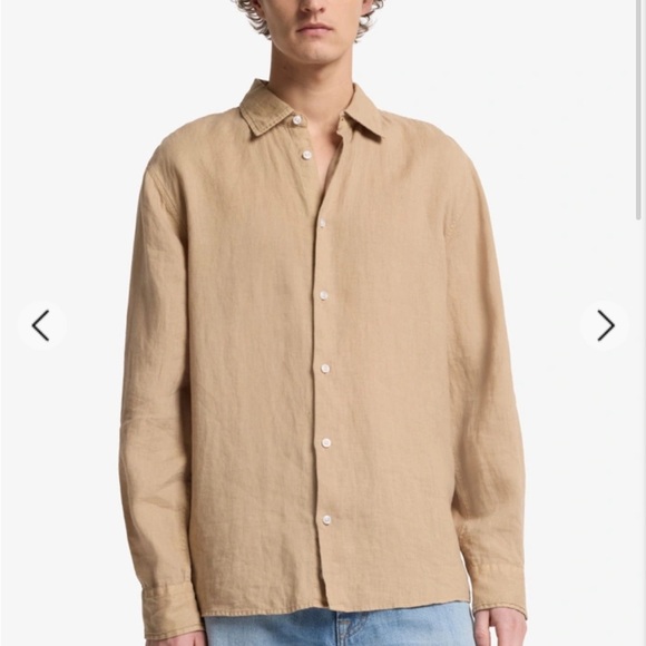 Selected Homme long-sleeve regular linen shirt in beige size M